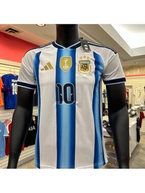 adidas Messi #10 Argentina Jersey in Light Blue, White & Navy